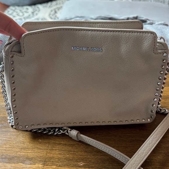Michael Kors Taupe Studded Crossbody Bag - Picture 1 of 6